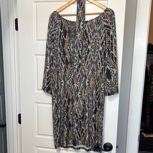 Chic Long Sleeve Patterned Dress